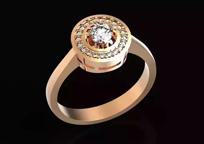 classic elegant ring with round stone 502 3D print model