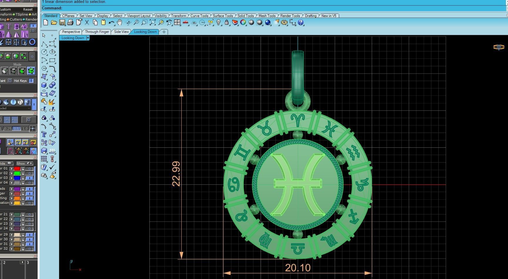 Pendant zodiac Pisces Fish 3D print model_4