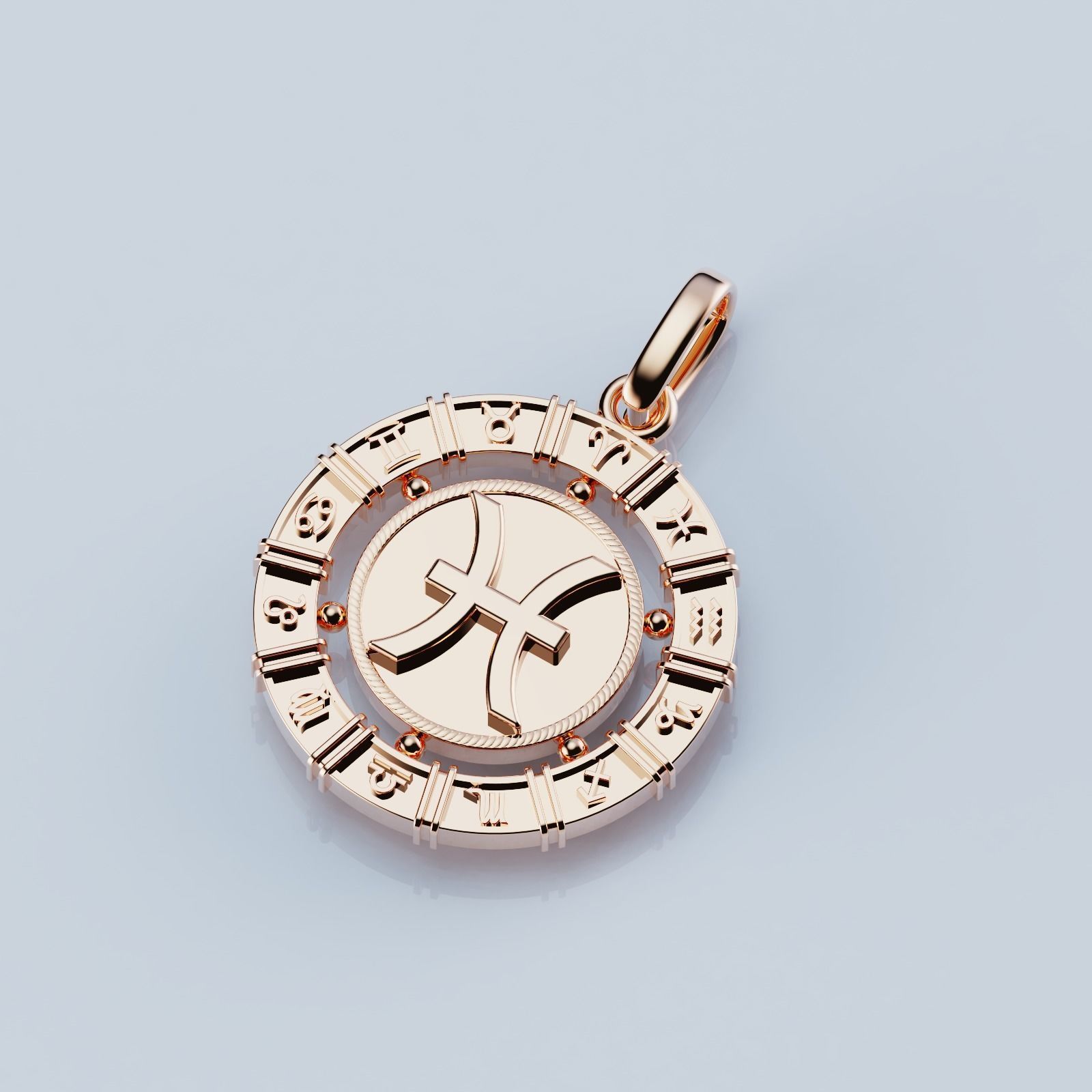 Pendant zodiac Pisces Fish 3D print model_1