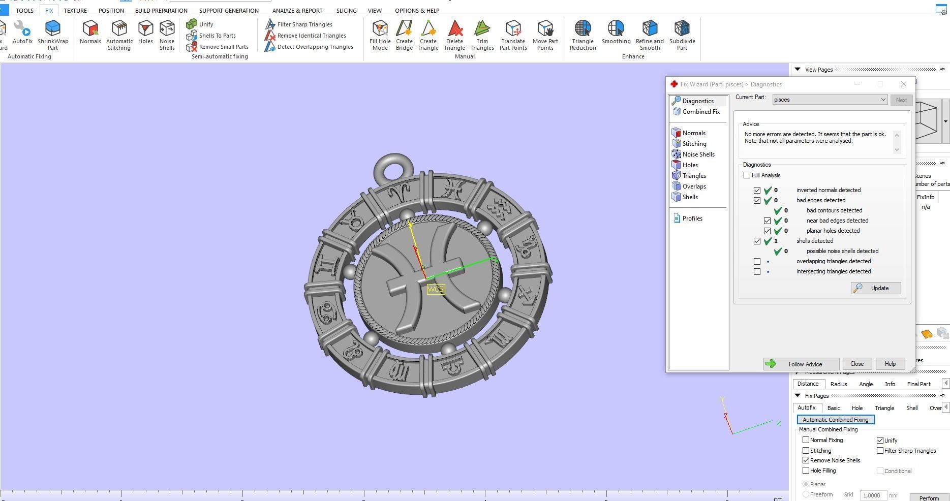 Pendant zodiac Pisces Fish 3D print model_7