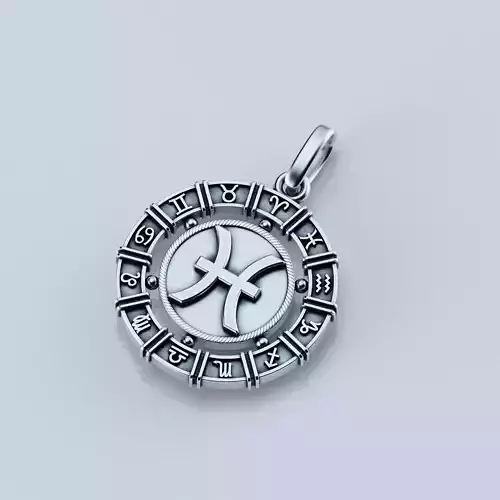 Pendant zodiac Pisces Fish 3D print model