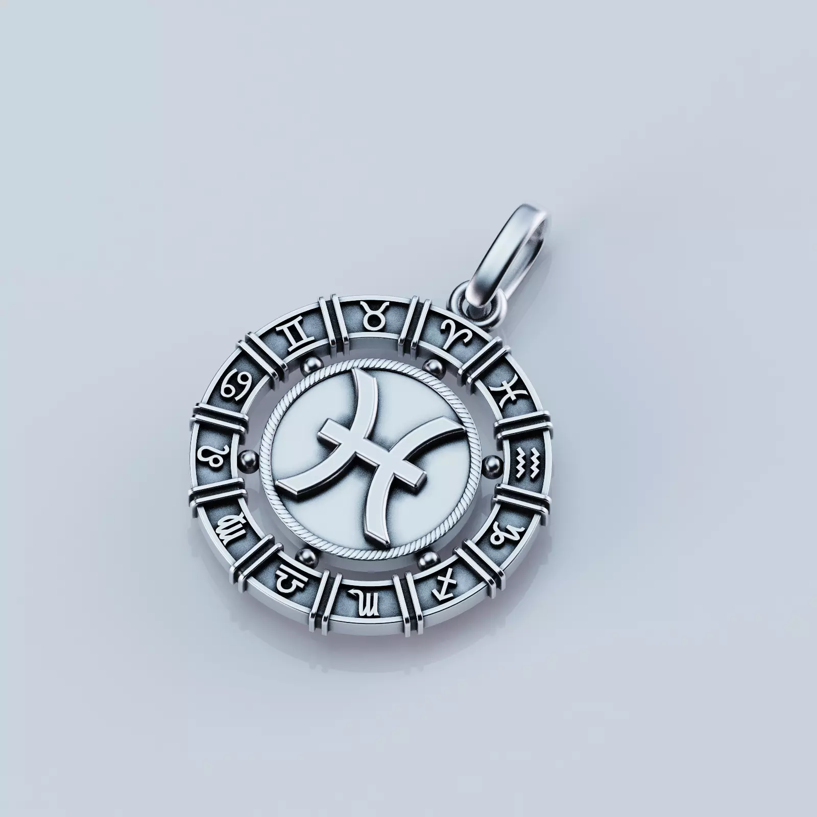 Pendant zodiac Pisces Fish 3D print model_0
