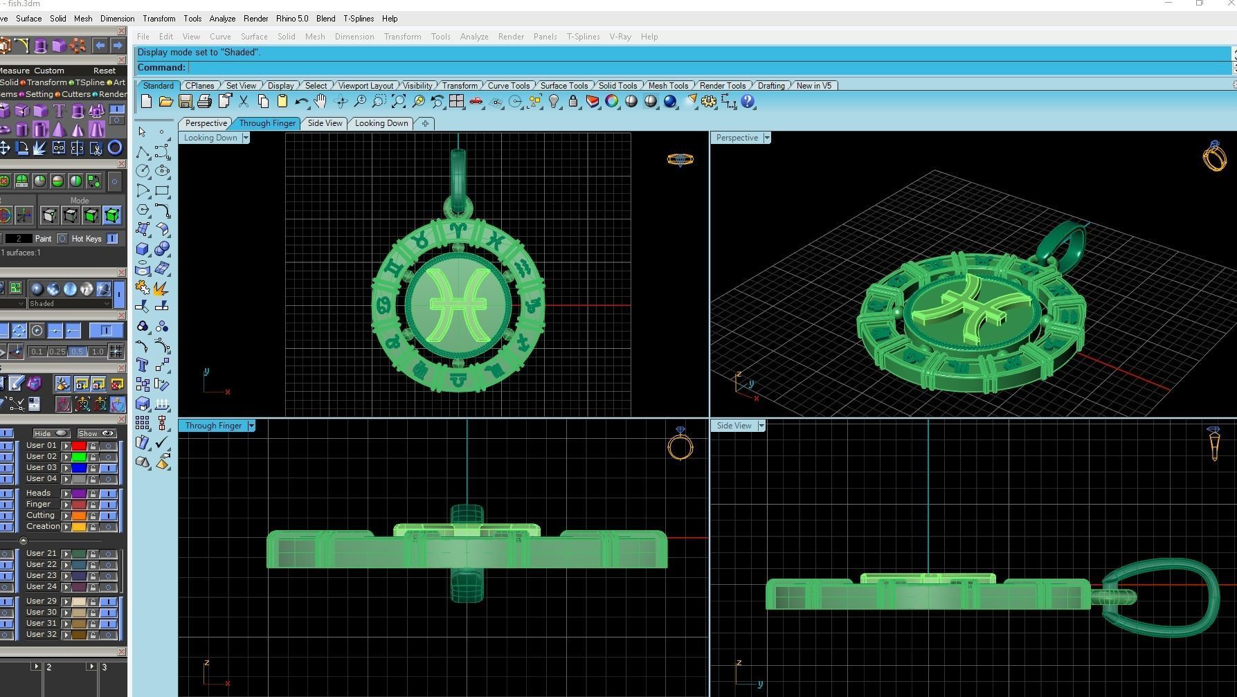 Pendant zodiac Pisces Fish 3D print model_2