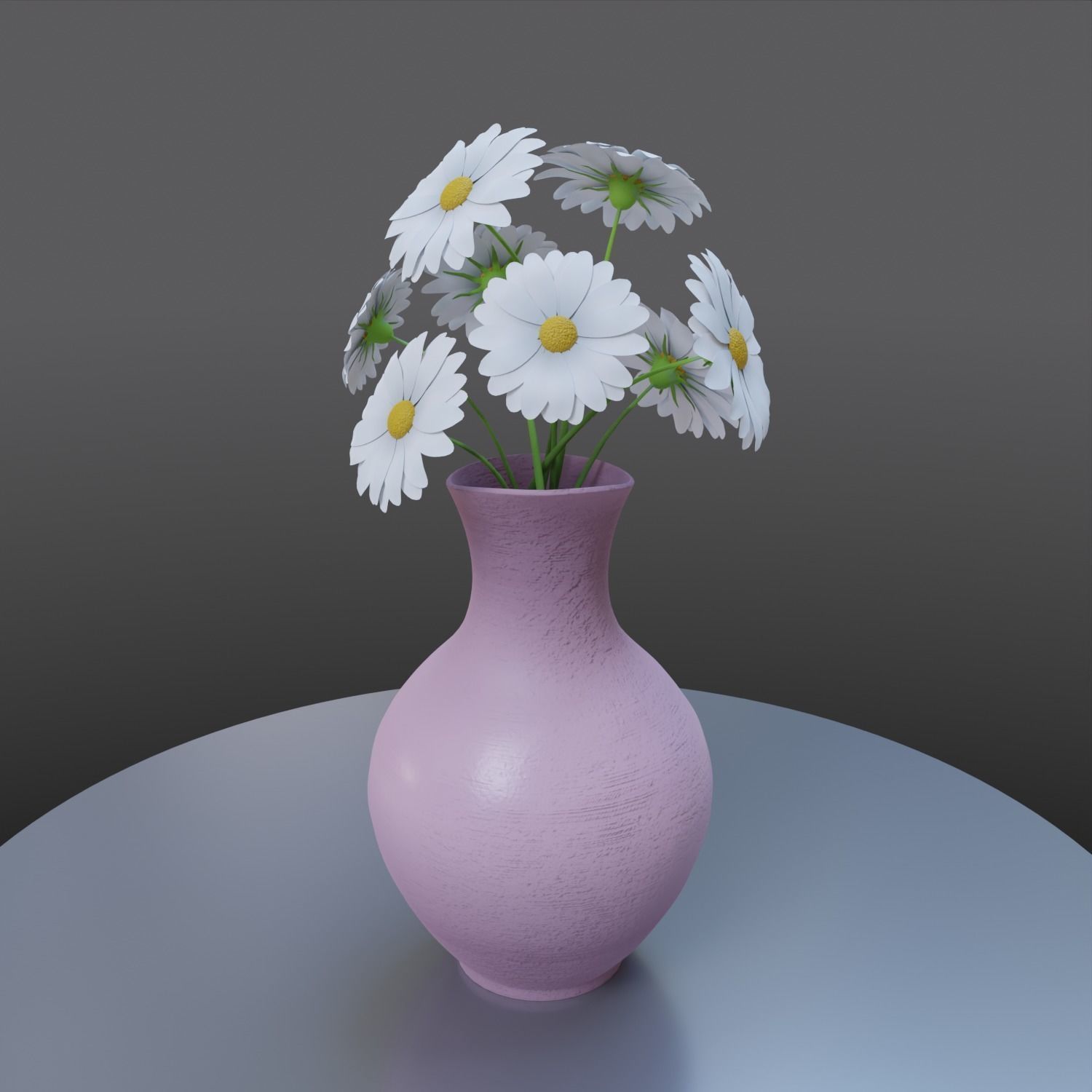 vase with flowers Low-poly 3D model_4