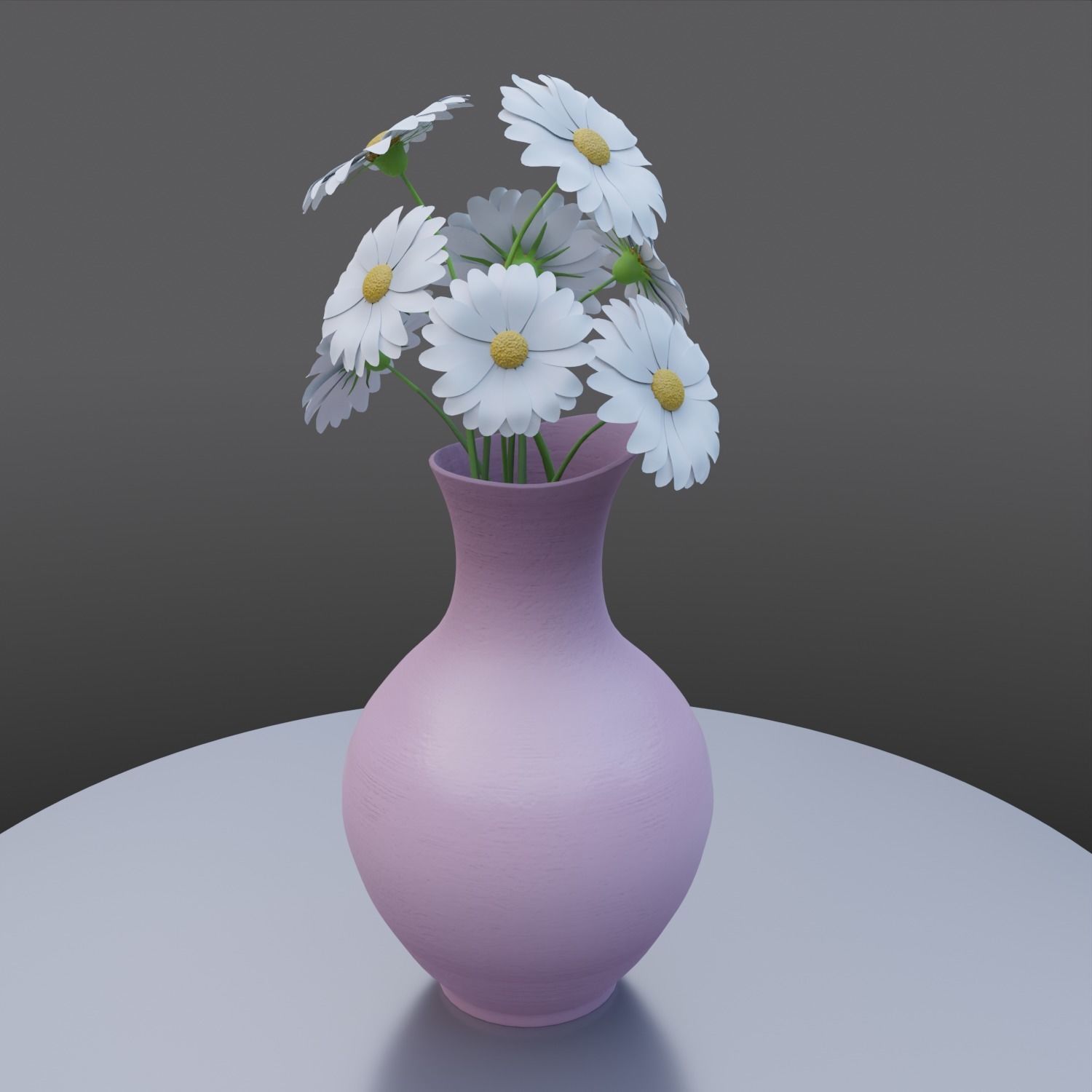 vase with flowers Low-poly 3D model_10