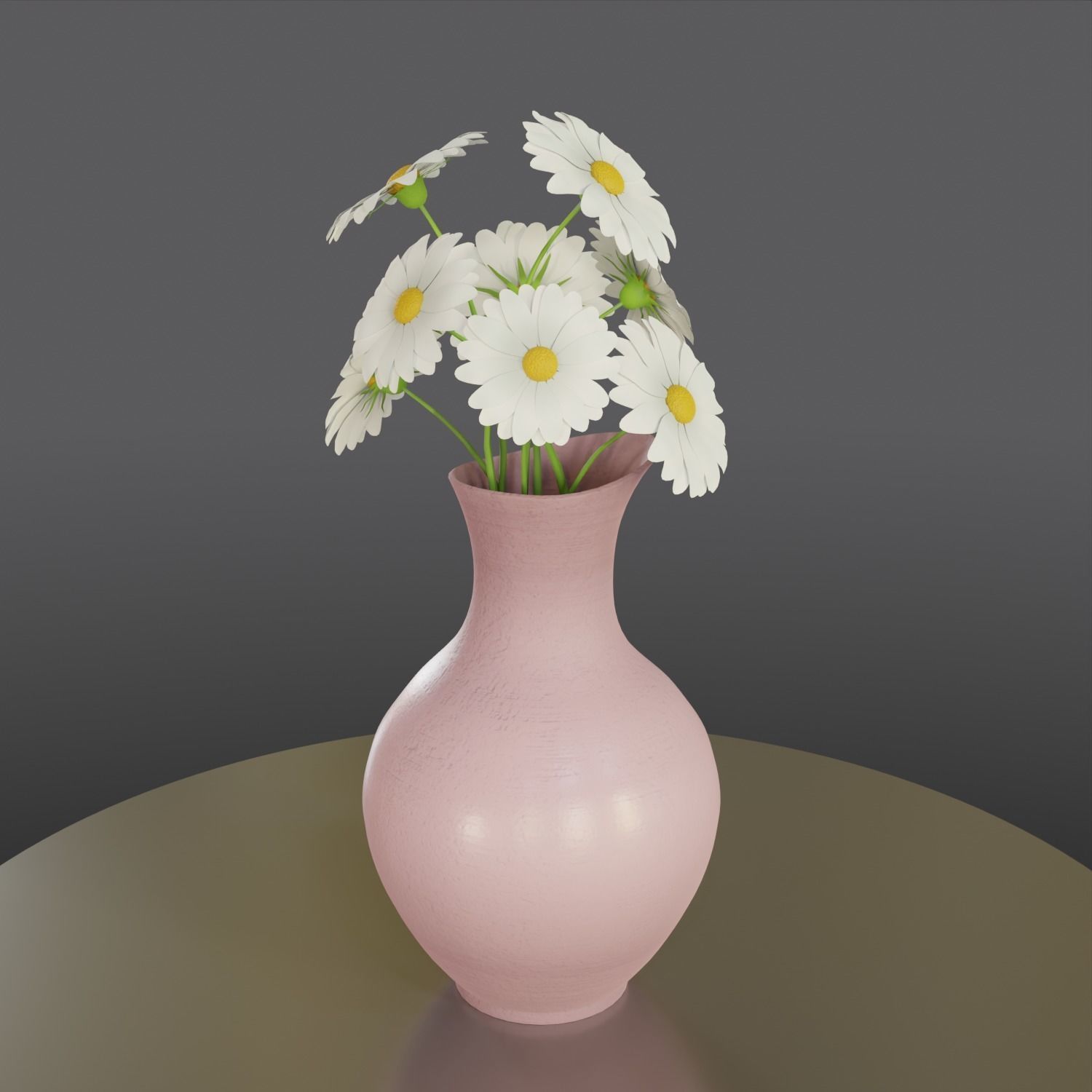 vase with flowers Low-poly 3D model_5