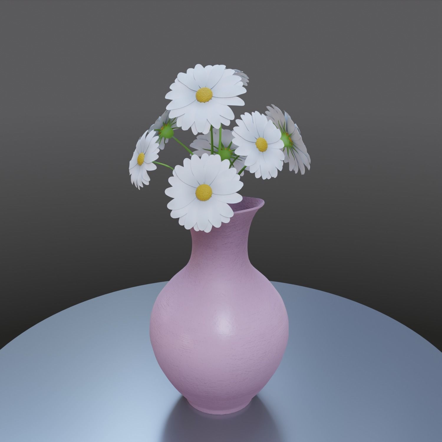 vase with flowers Low-poly 3D model_3
