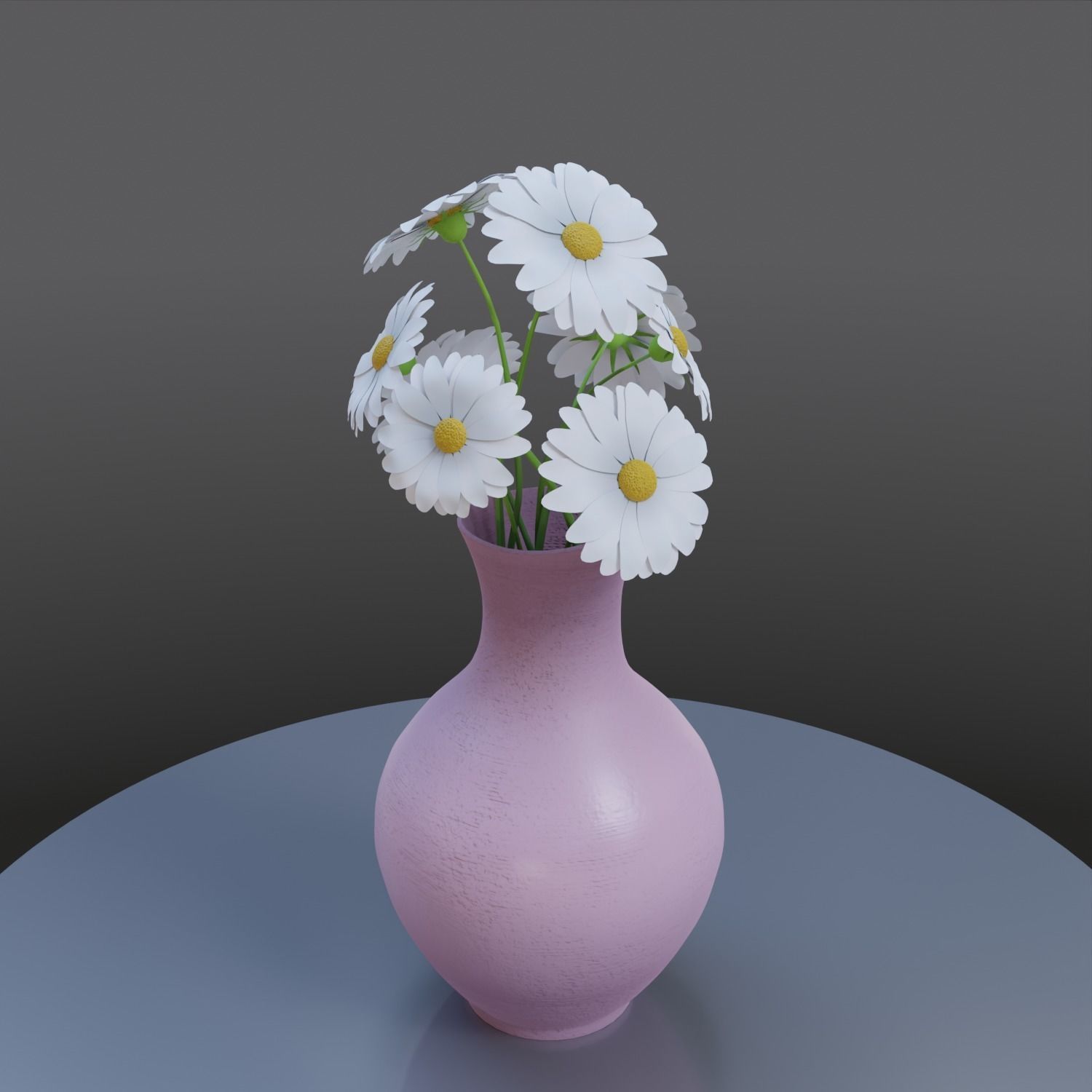vase with flowers Low-poly 3D model_2