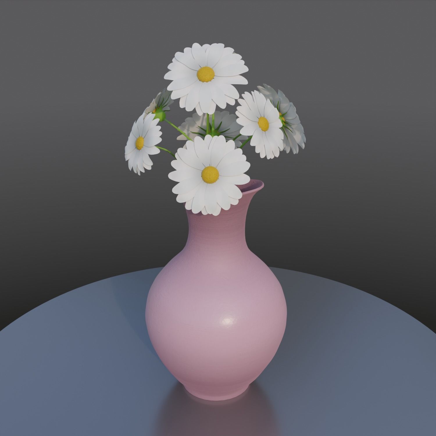 vase with flowers Low-poly 3D model_8