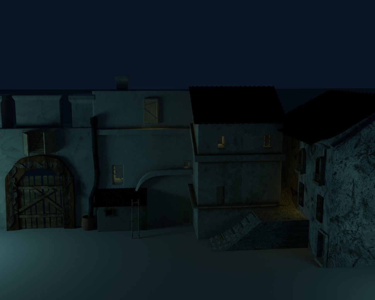 old housese Low-poly 3D model_1