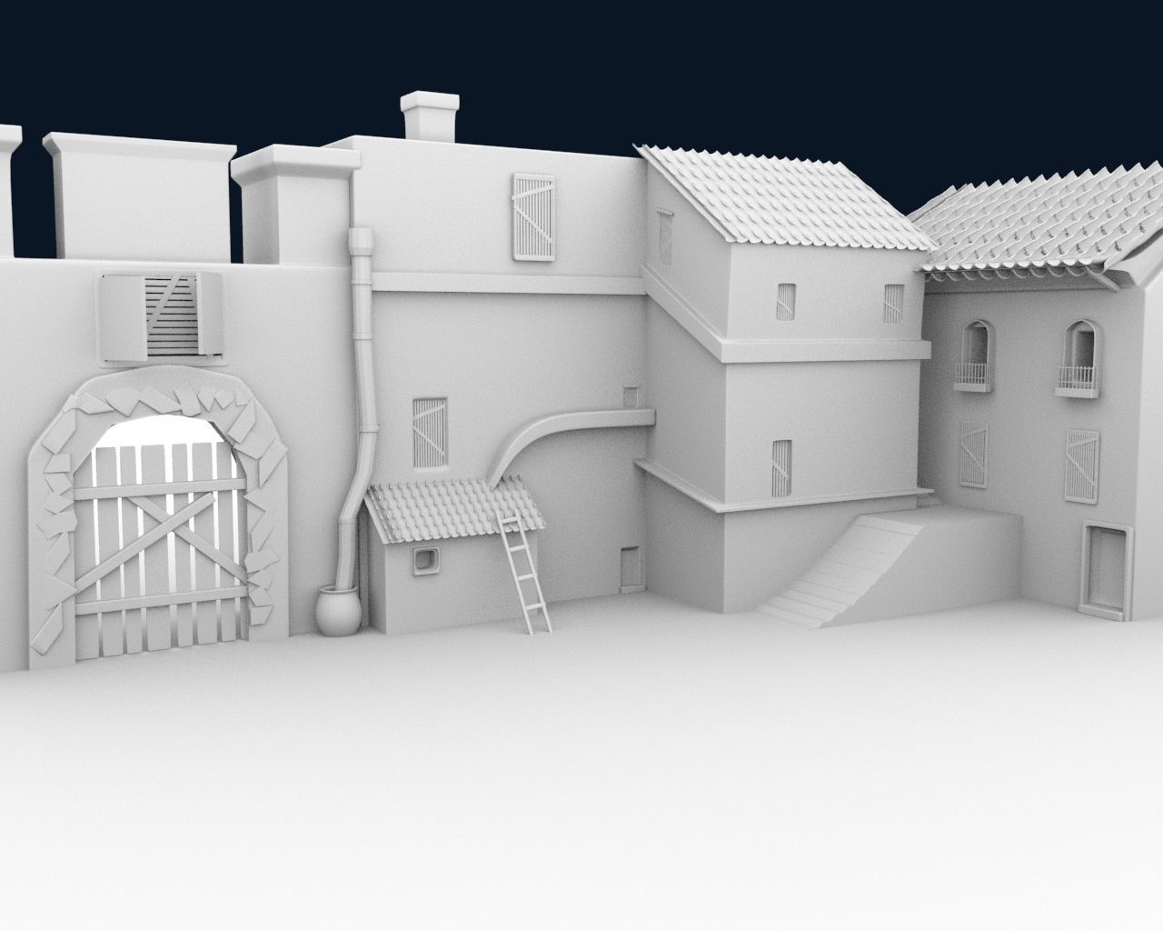 old housese Low-poly 3D model_3
