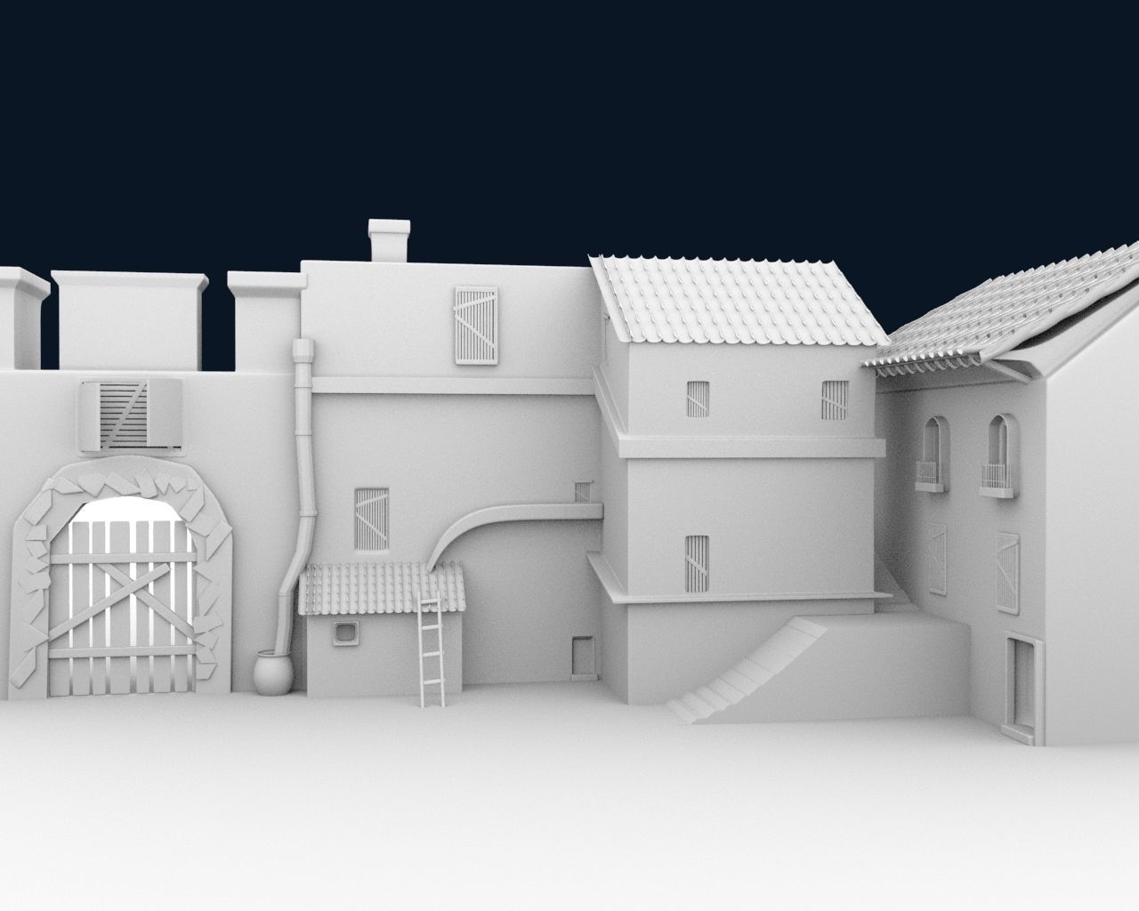 old housese Low-poly 3D model_2