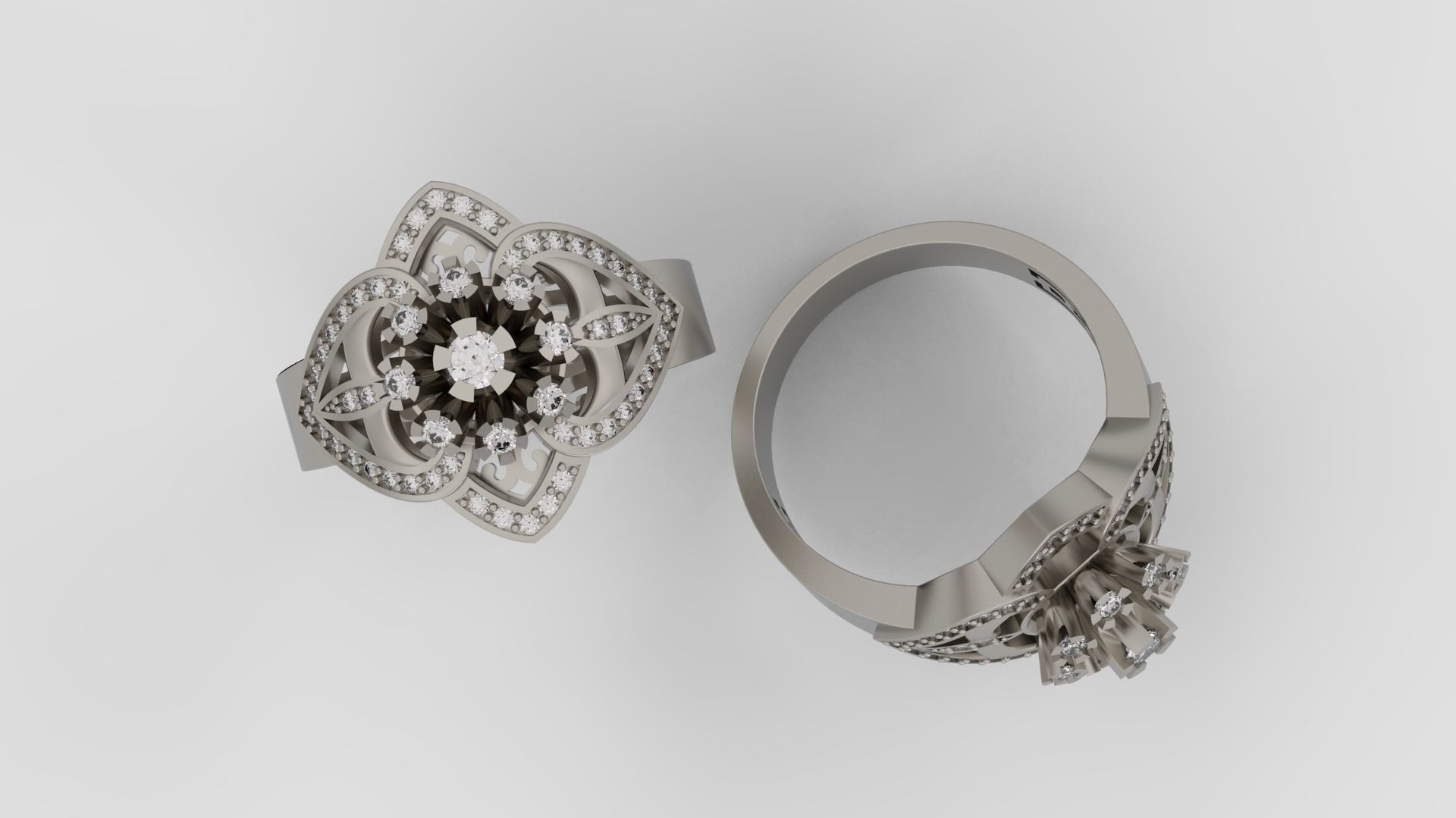 Ring and Earrings Diamond jewelry set 3d print model A57 3D print model_3