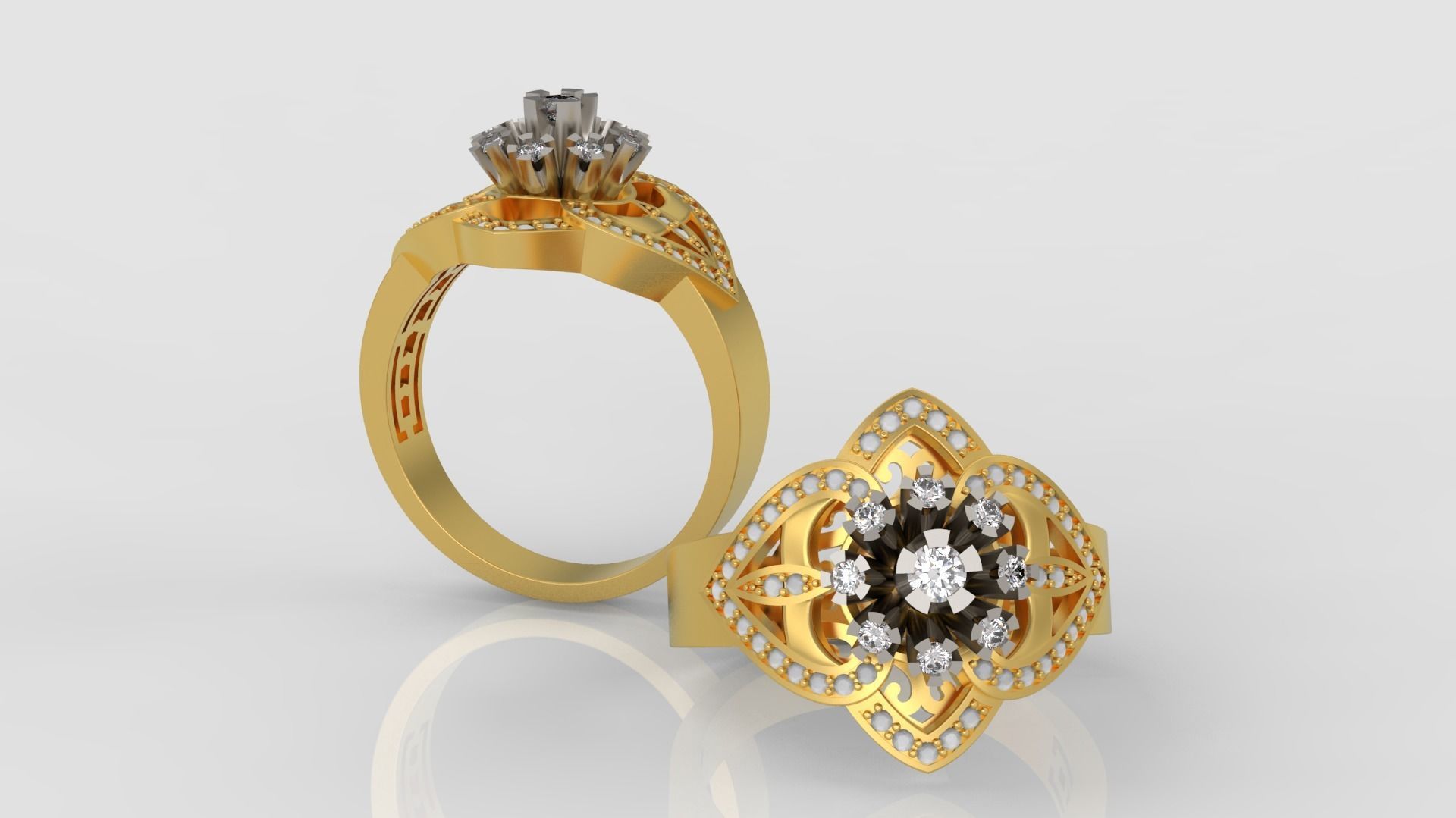 Ring and Earrings Diamond jewelry set 3d print model A57 3D print model_2