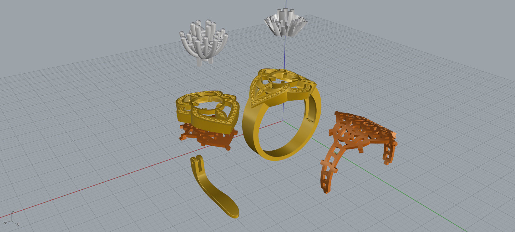 Ring and Earrings Diamond jewelry set 3d print model A57 3D print model_17