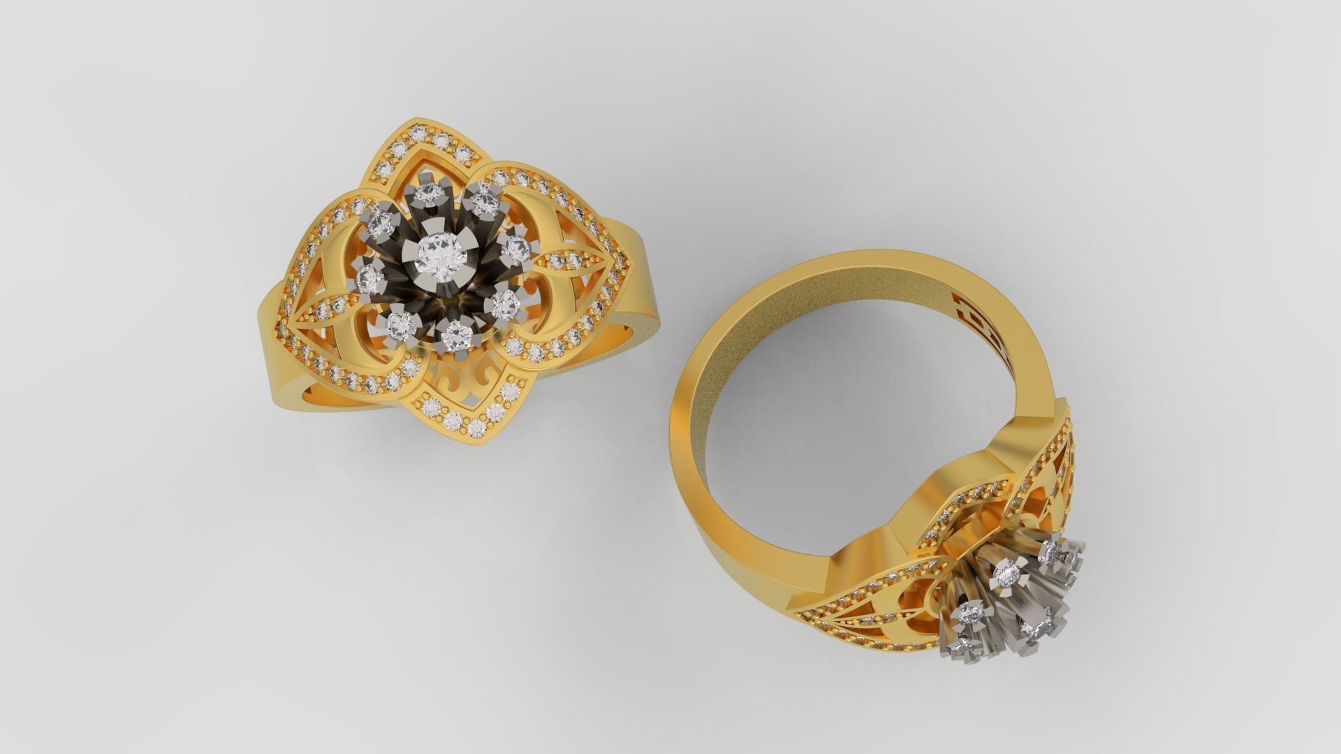 Ring and Earrings Diamond jewelry set 3d print model A57 3D print model_4