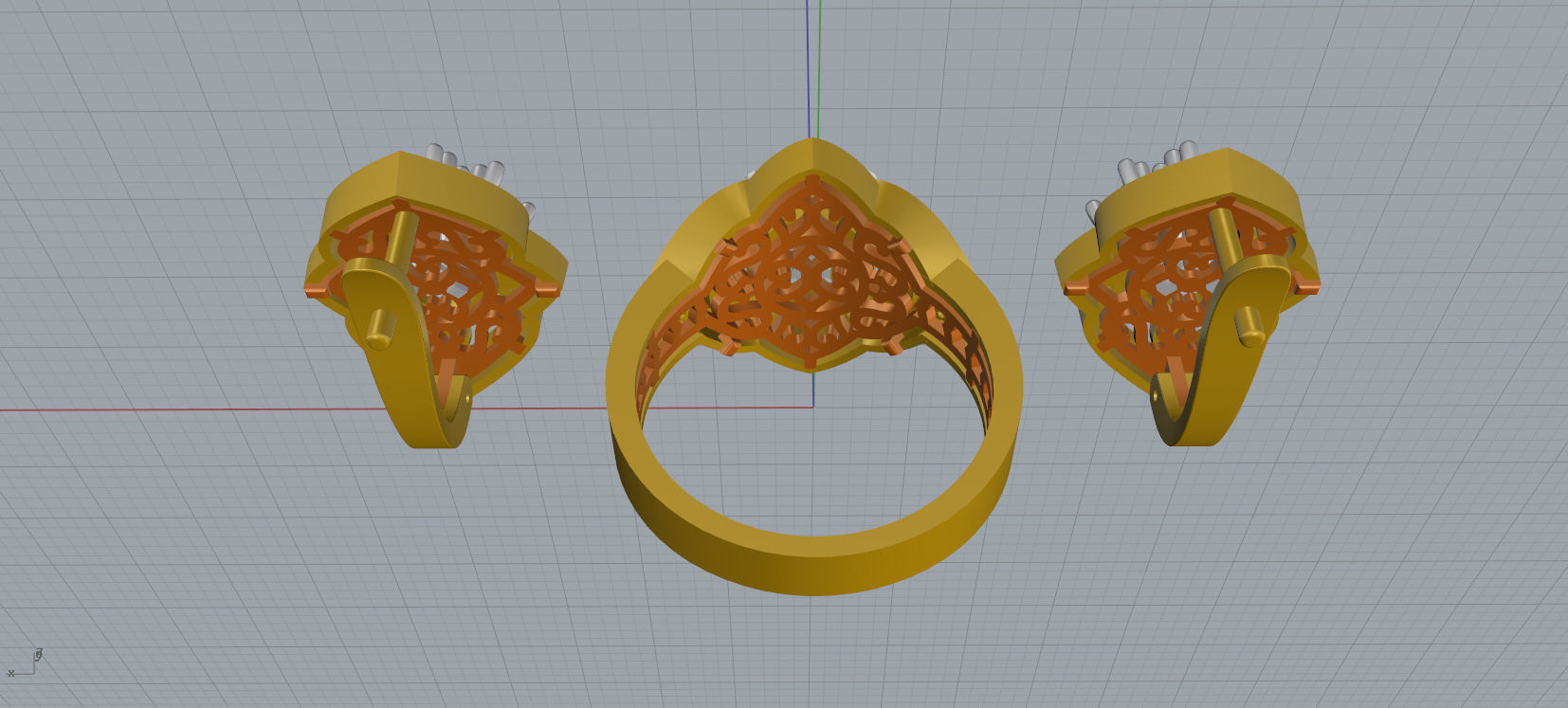 Ring and Earrings Diamond jewelry set 3d print model A57 3D print model_16