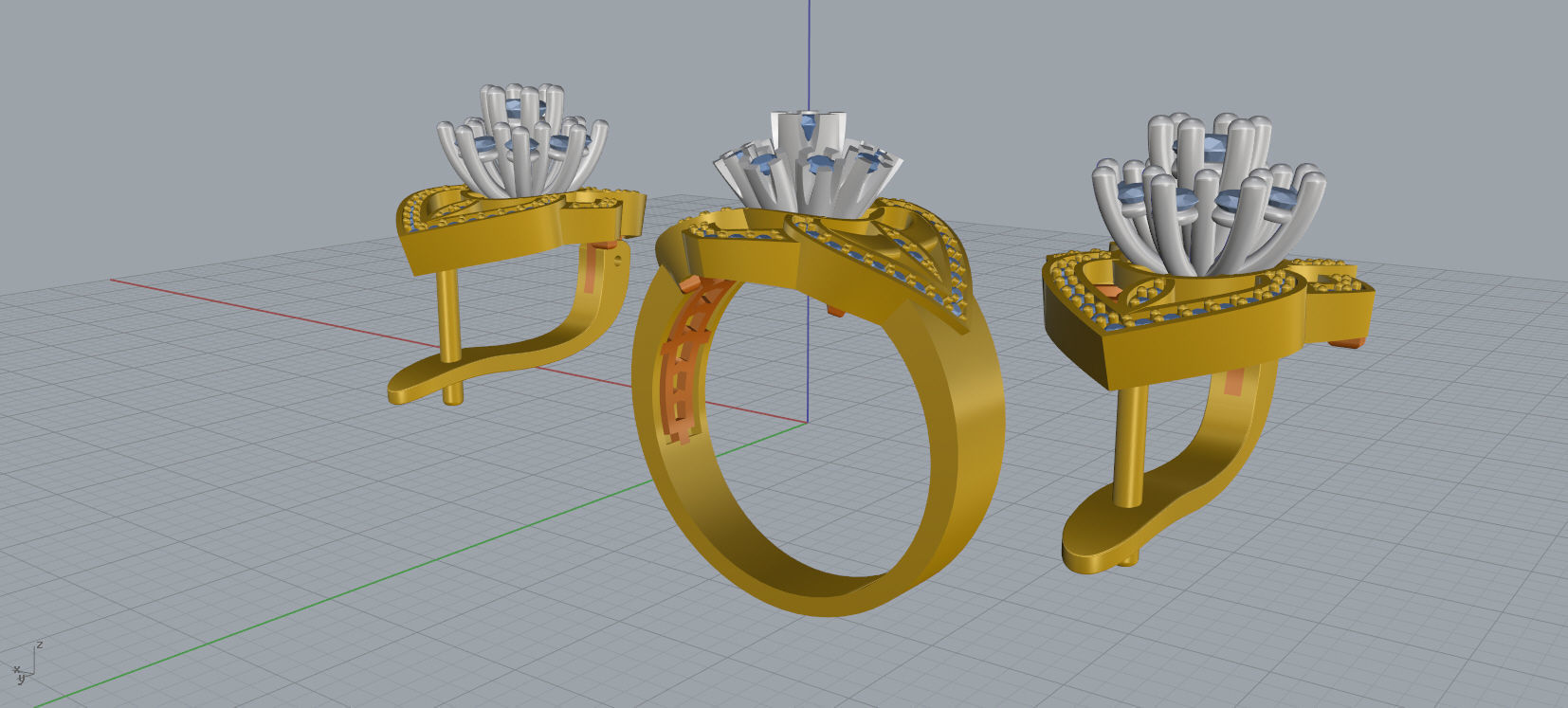Ring and Earrings Diamond jewelry set 3d print model A57 3D print model_15