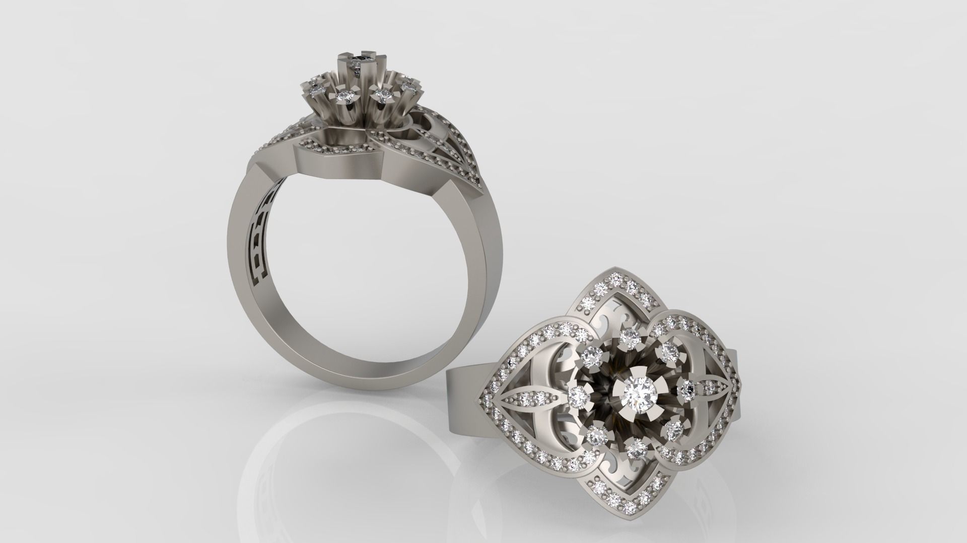 Ring and Earrings Diamond jewelry set 3d print model A57 3D print model_1