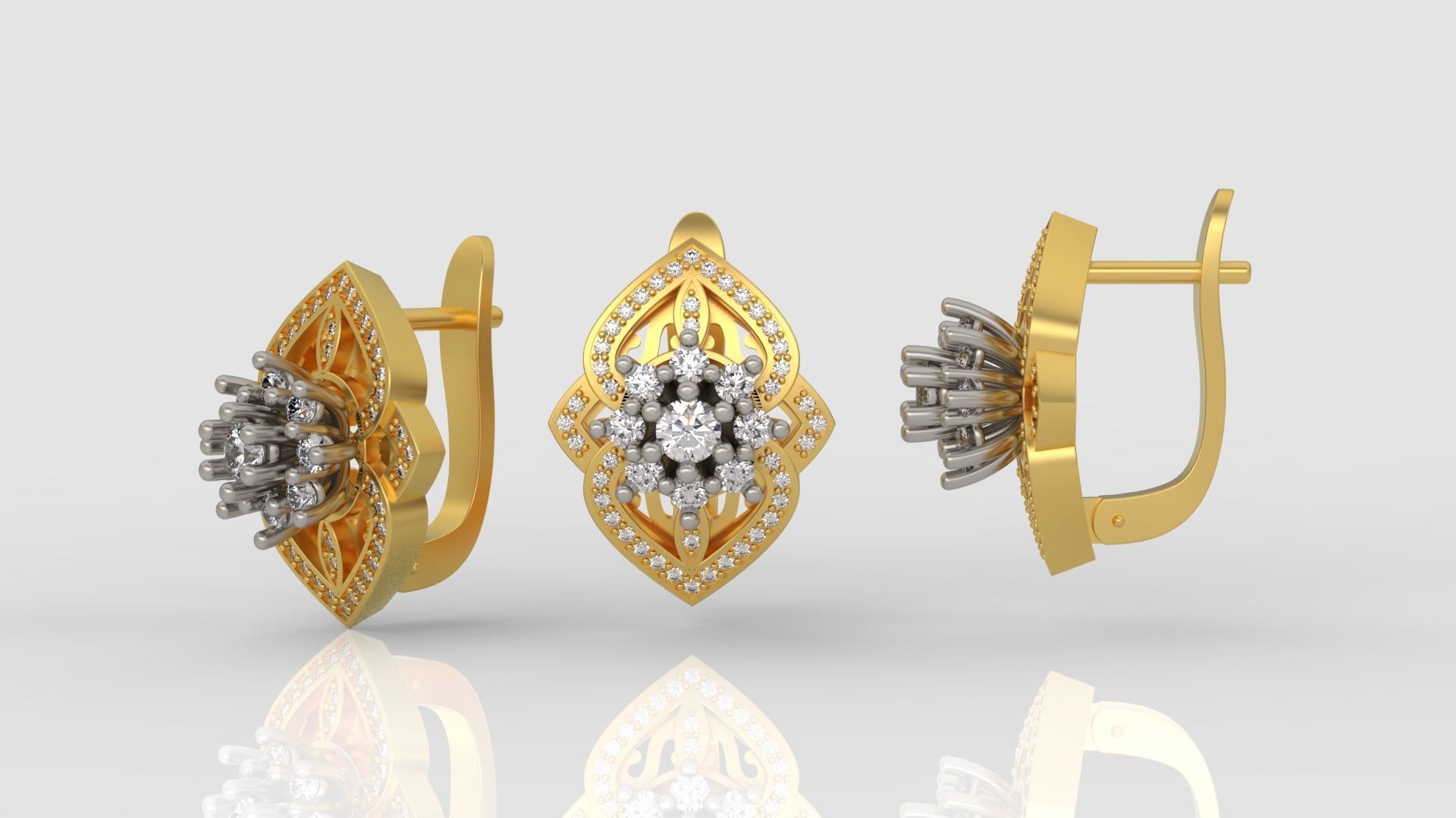 Ring and Earrings Diamond jewelry set 3d print model A57 3D print model_6