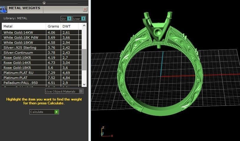 double engagement wedding ring with baguette and princess 506 3D print model_9