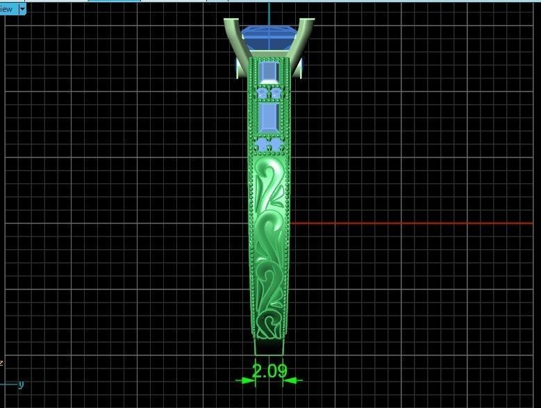 double engagement wedding ring with baguette and princess 506 3D print model_37