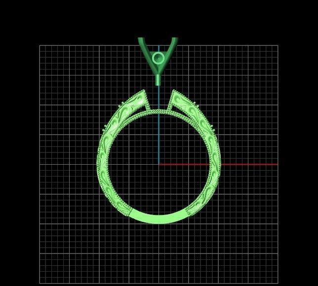 double engagement wedding ring with baguette and princess 506 3D print model_48