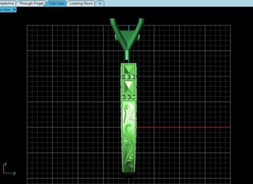 double engagement wedding ring with baguette and princess 506 3D print model_47