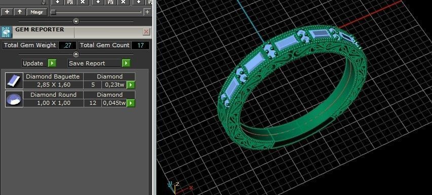 double engagement wedding ring with baguette and princess 506 3D print model_11