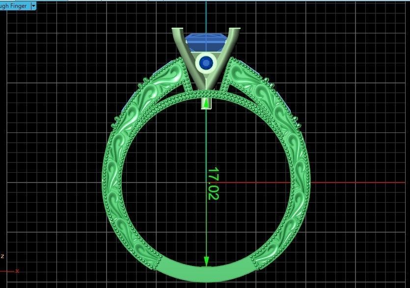 double engagement wedding ring with baguette and princess 506 3D print model_38