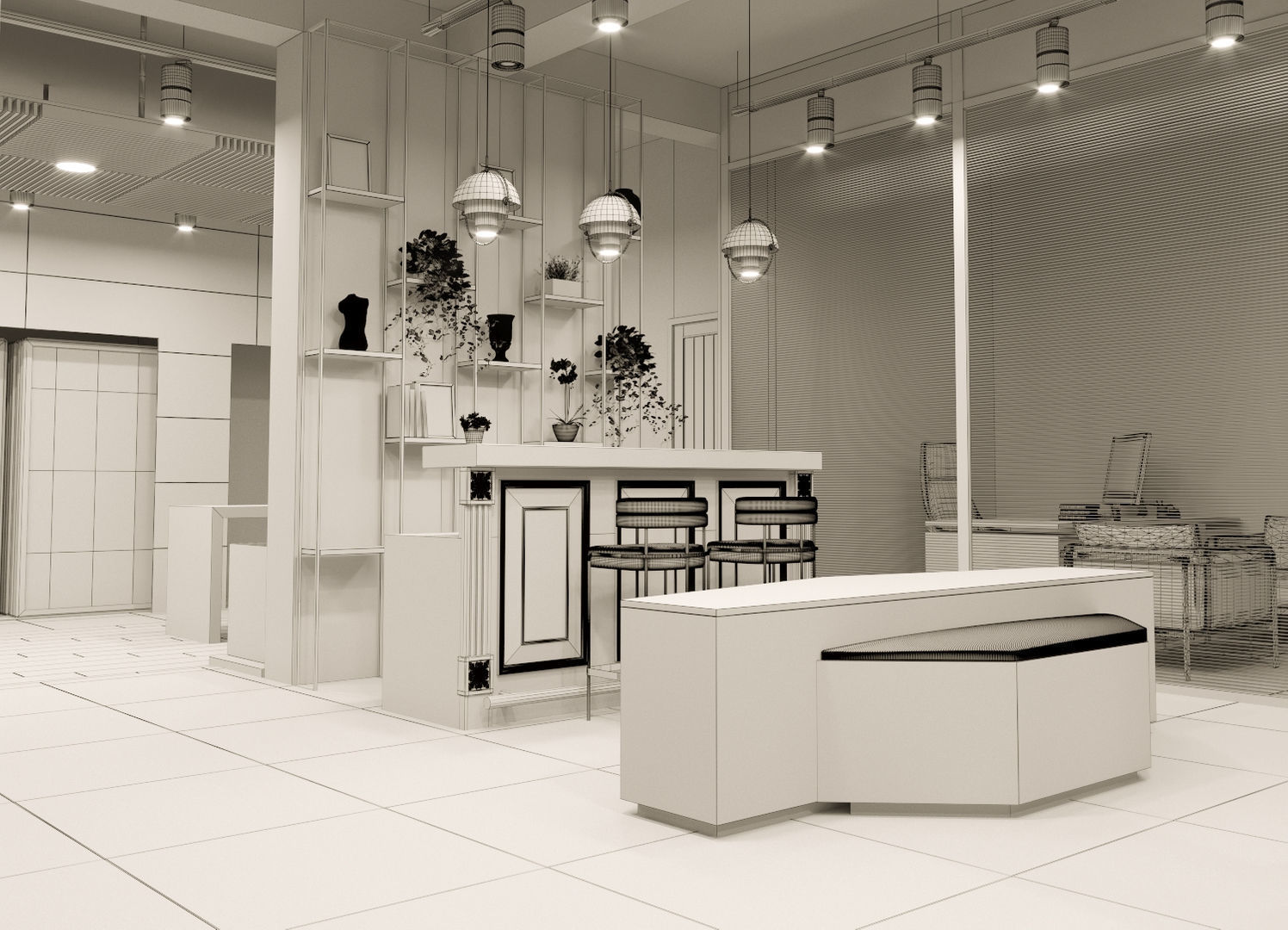 Ceramic Showroom Interior Scene 01 3D Model 3D model_8