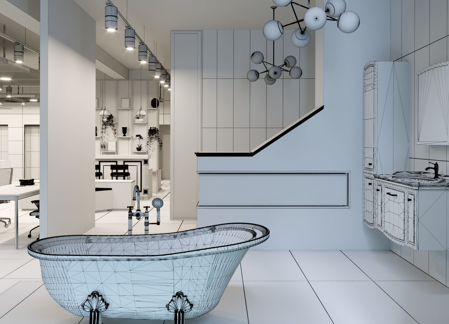 Ceramic Showroom Interior Scene 01 3D Model 3D model_6