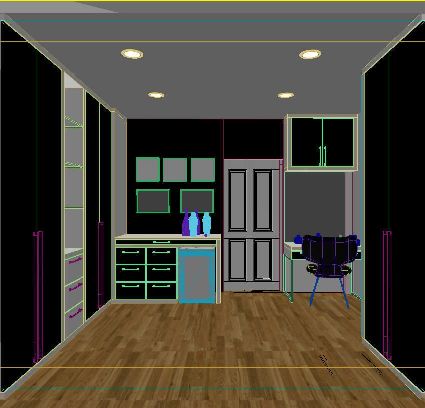 Modern black bedroom 3D model_8