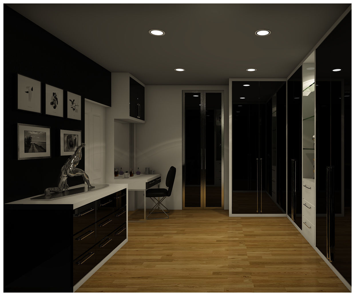 Modern black bedroom 3D model_2