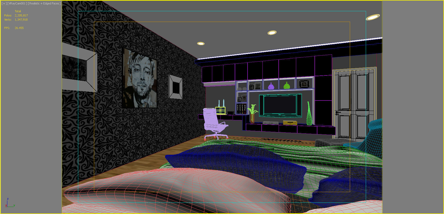 Modern black bedroom 3D model_6