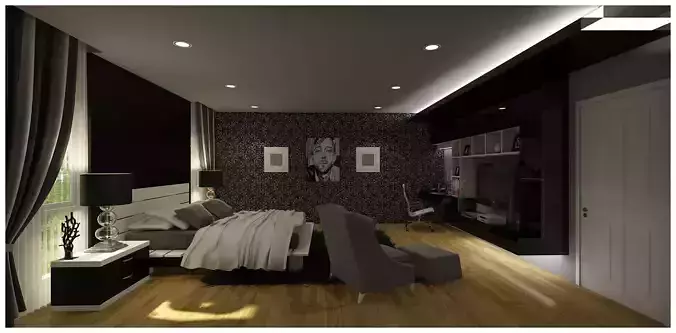 Modern black bedroom