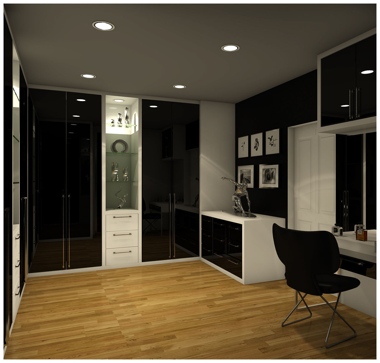 Modern black bedroom 3D model_4