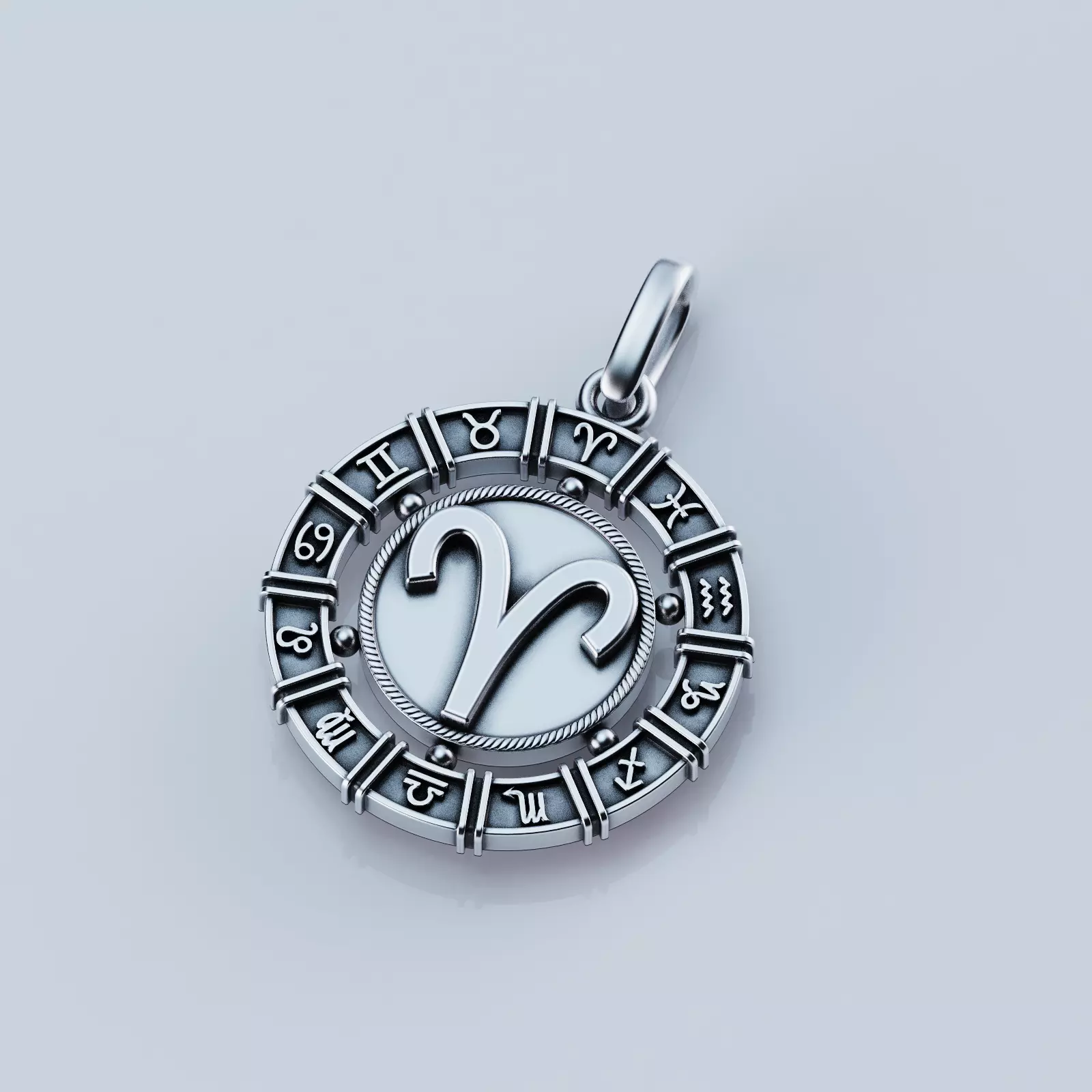 Pendant zodiac Aries 3D print model_0