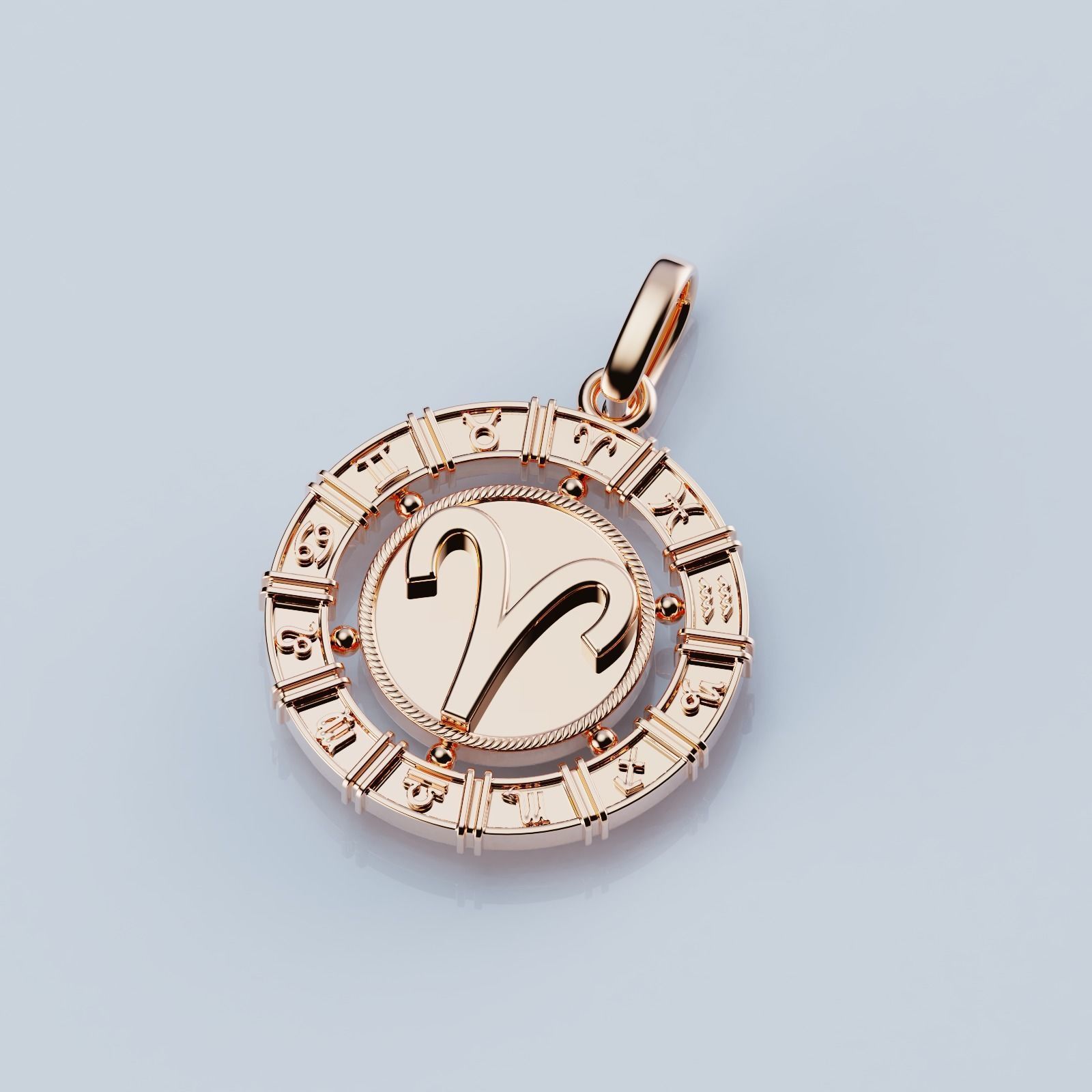 Pendant zodiac Aries 3D print model_1