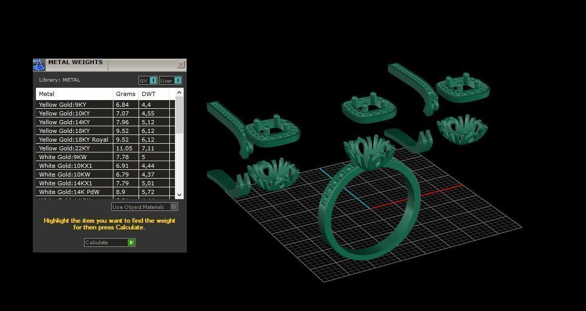 Ring and Earrings Diamond jewelry set 3d print model A59 3D print model_10