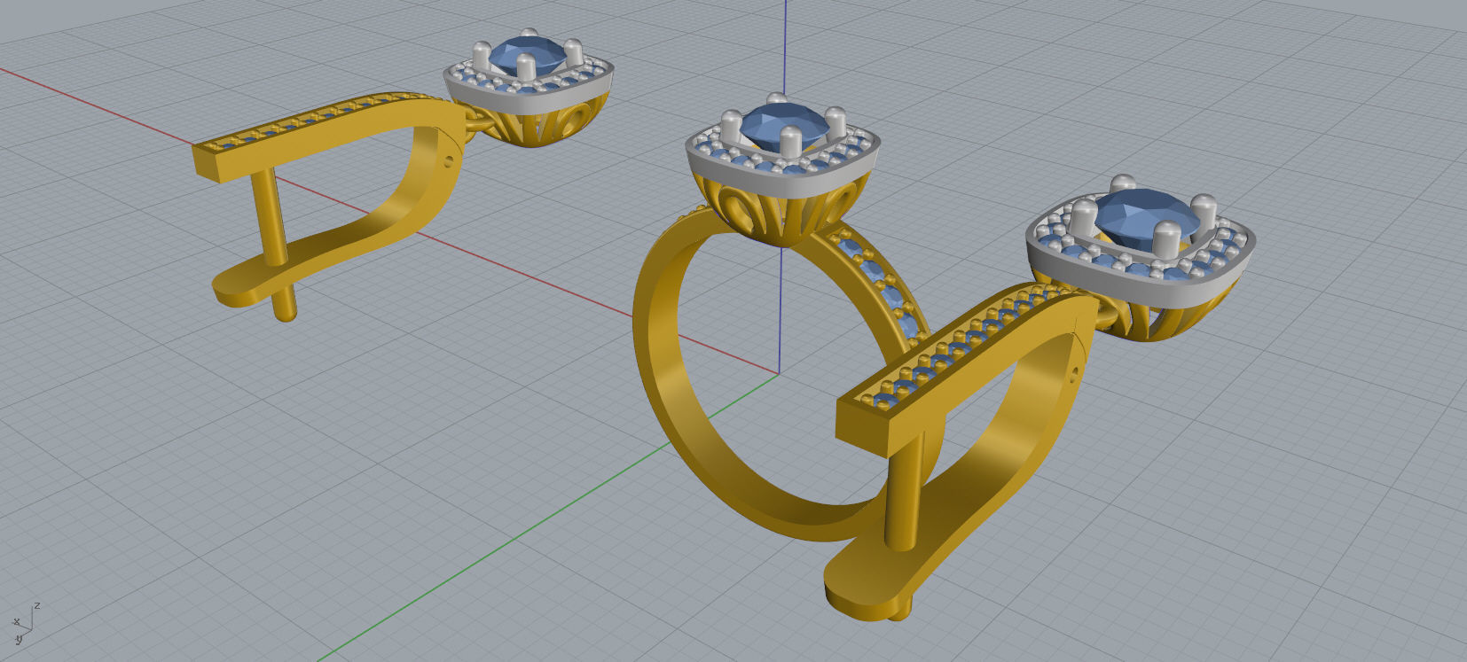 Ring and Earrings Diamond jewelry set 3d print model A59 3D print model_16