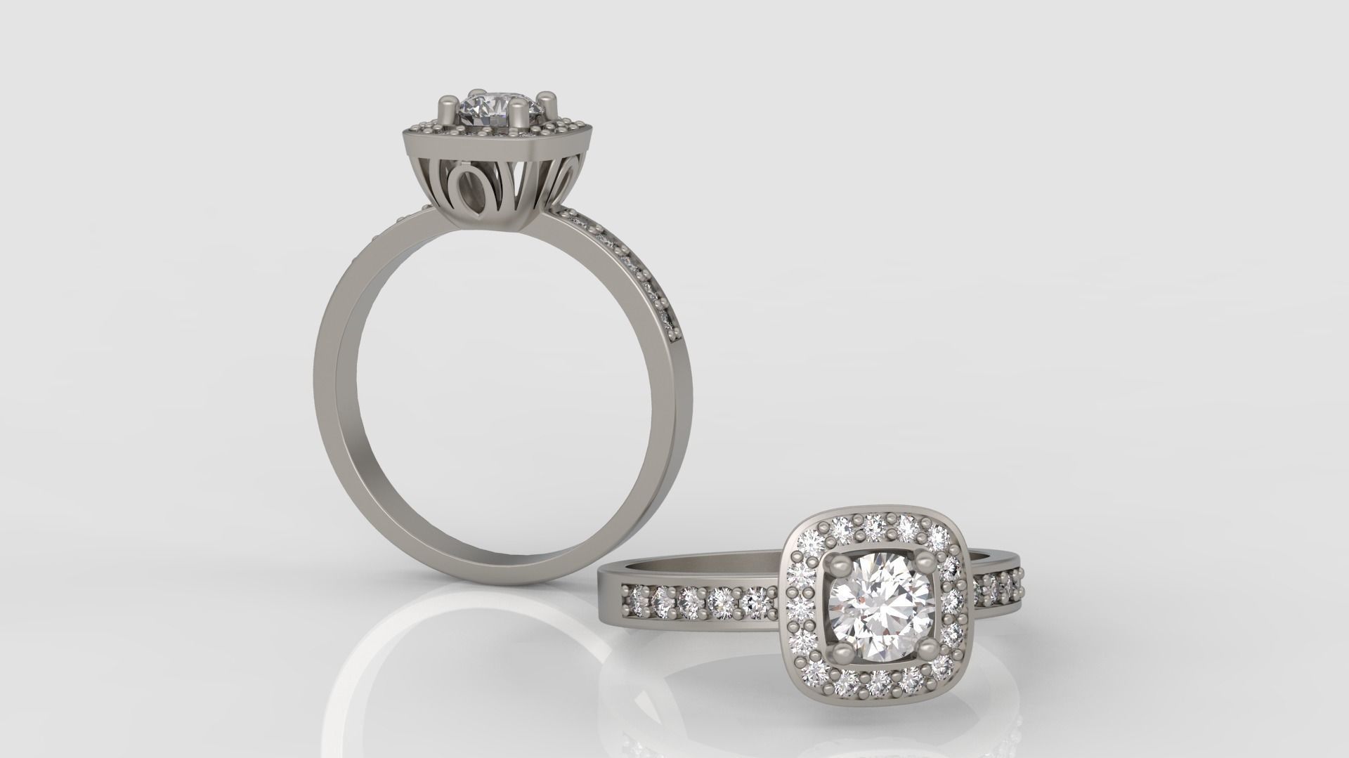 Ring and Earrings Diamond jewelry set 3d print model A59 3D print model_1