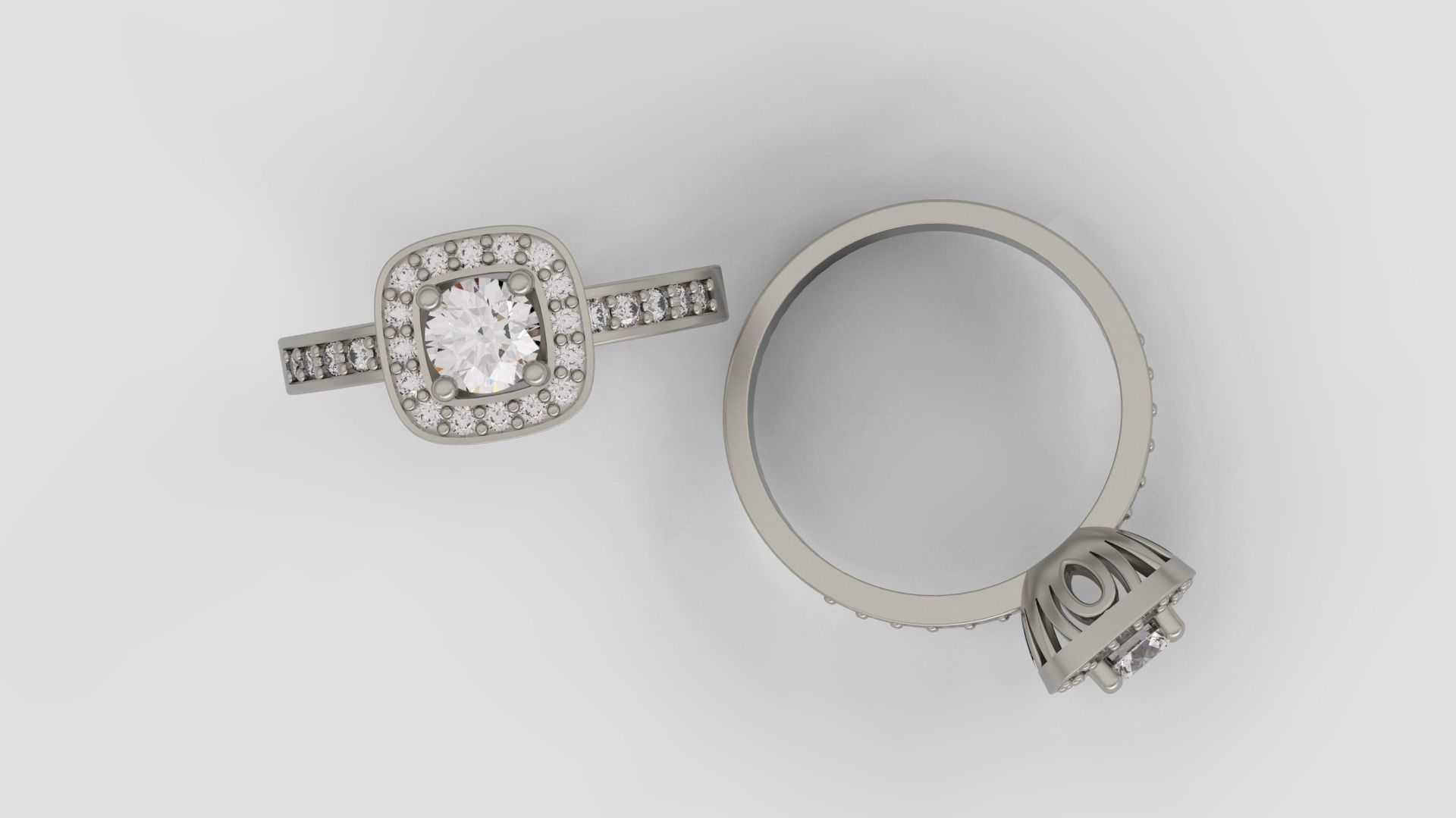 Ring and Earrings Diamond jewelry set 3d print model A59 3D print model_5