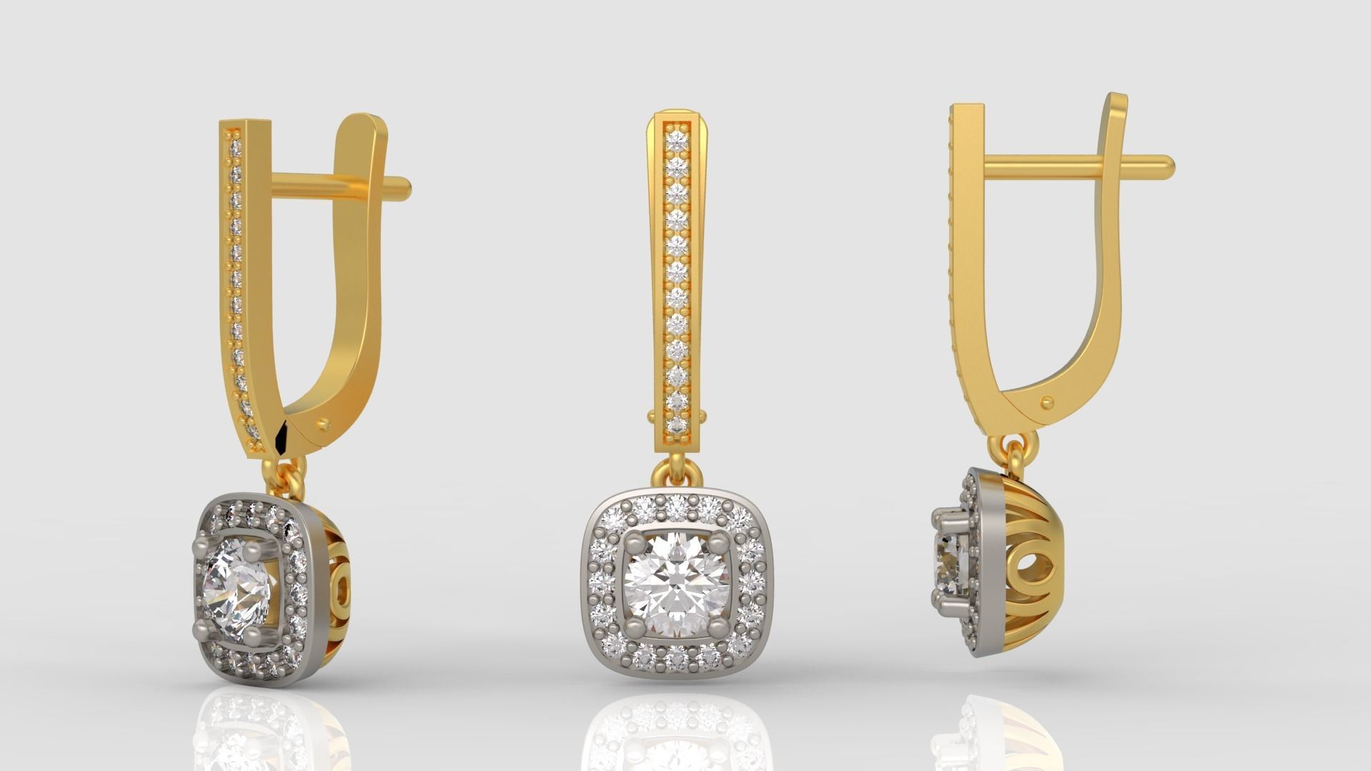 Ring and Earrings Diamond jewelry set 3d print model A59 3D print model_7