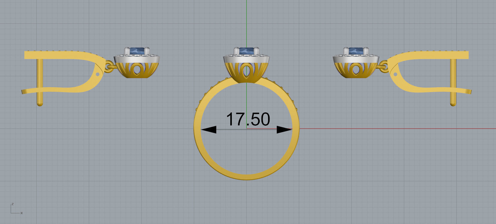 Ring and Earrings Diamond jewelry set 3d print model A59 3D print model_12