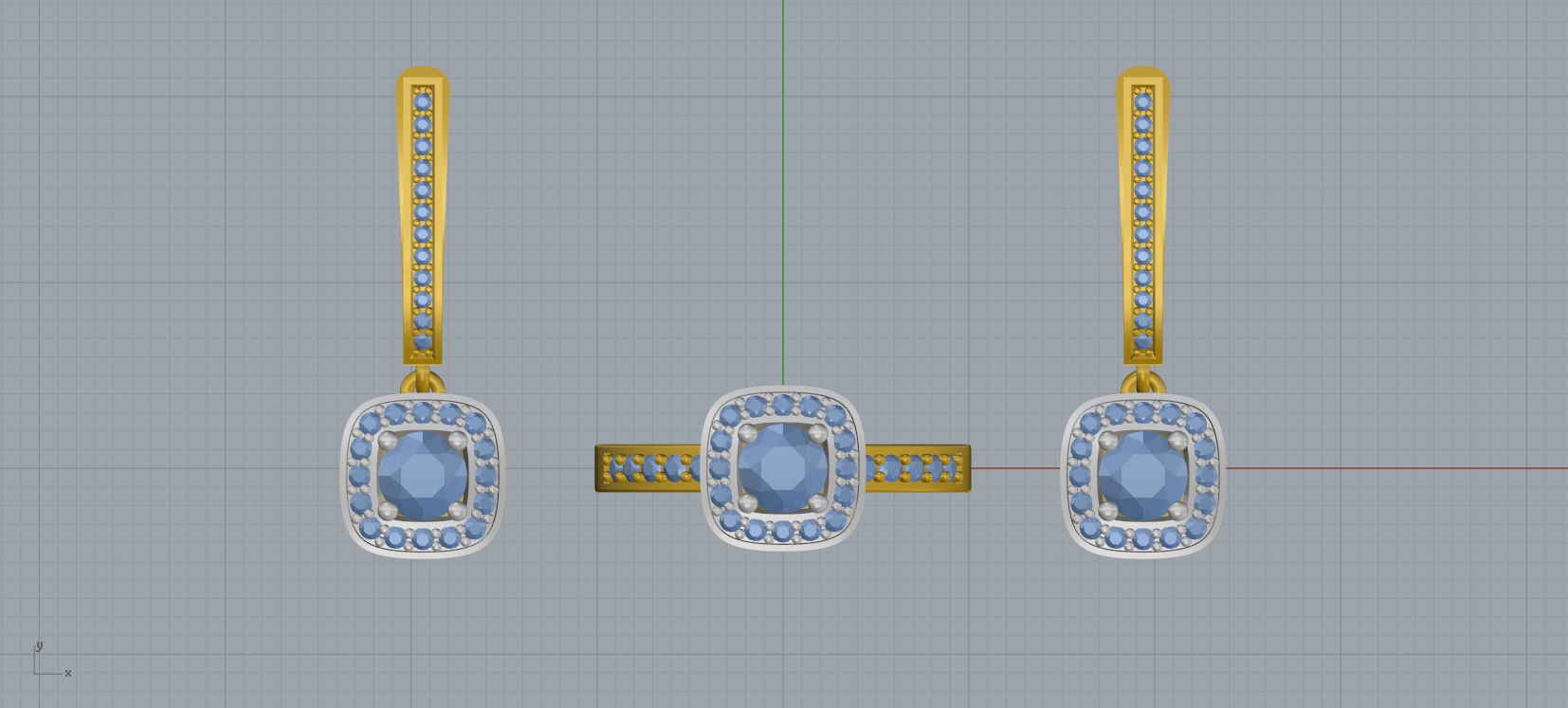 Ring and Earrings Diamond jewelry set 3d print model A59 3D print model_11