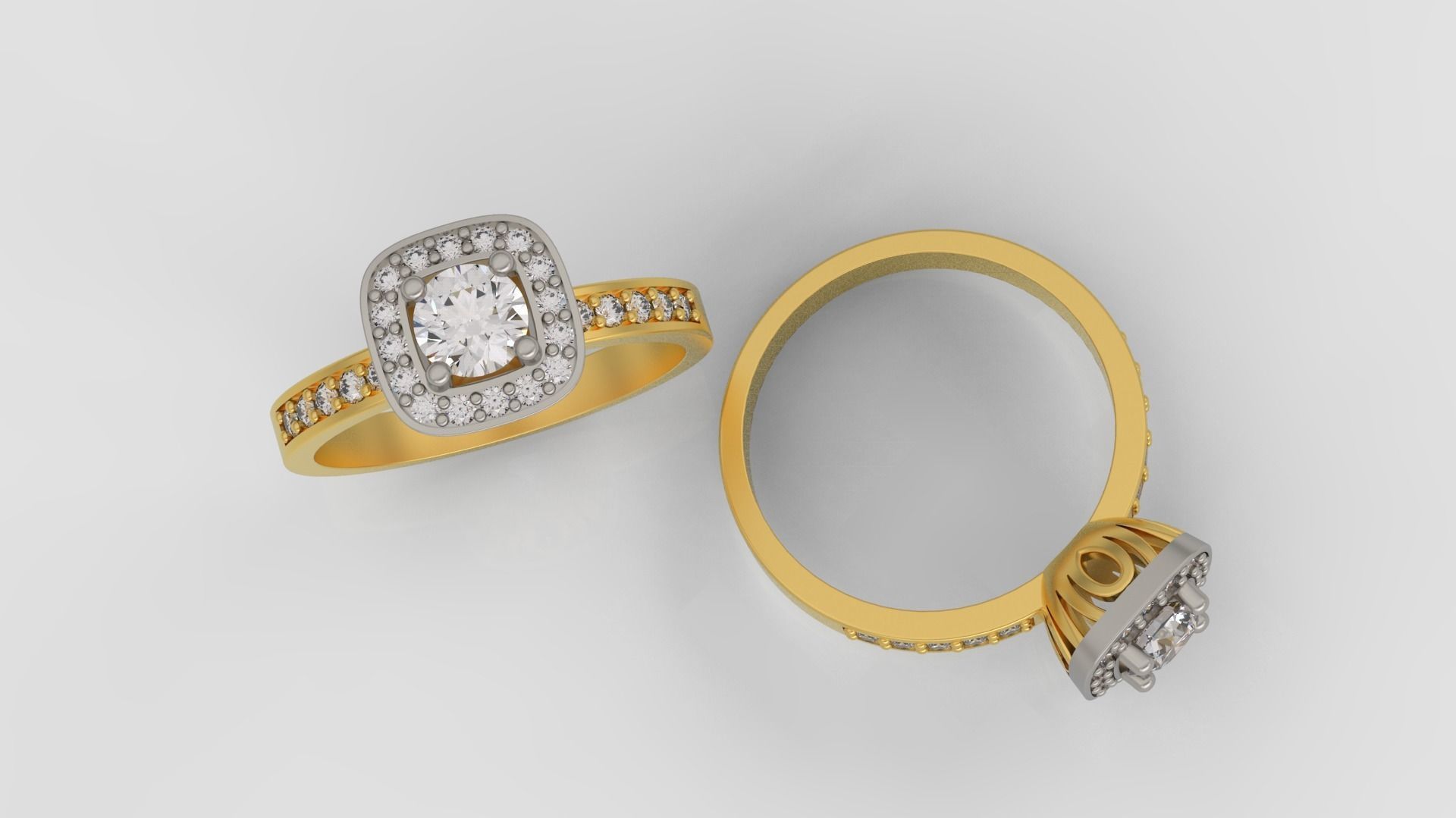 Ring and Earrings Diamond jewelry set 3d print model A59 3D print model_2