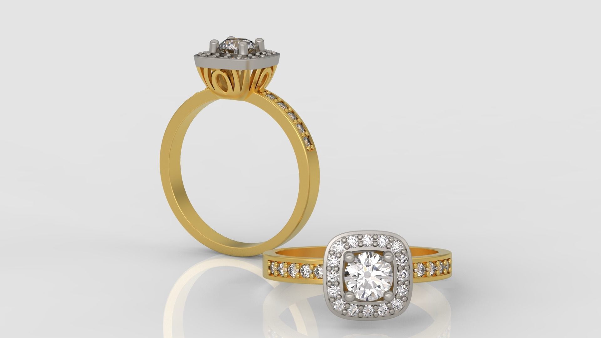 Ring and Earrings Diamond jewelry set 3d print model A59 3D print model_4