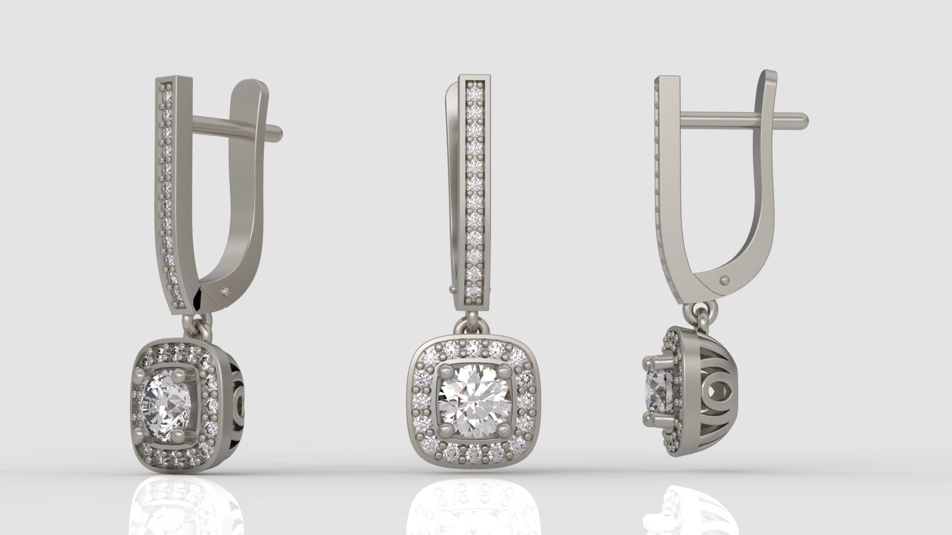 Ring and Earrings Diamond jewelry set 3d print model A59 3D print model_6