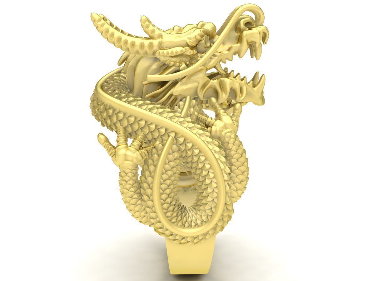 Asian Dragon Ring for Men 3D Model  3808 3D print model_2